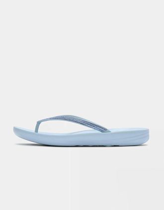 FitFlop Womens FitFlop IQushion Sparkle Womens Flip-Flop - Cloudy Blue D50 - Size: 6