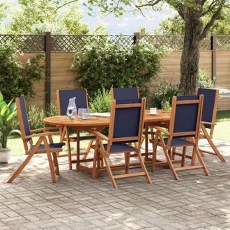 vidaXL Vidaxl - Sillas De Jard&iacute;n Plegables 6 Uds Madera Maciza Acacia Textileno