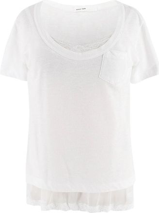sacai Luck Lace Trim White T-Shirt Size XS