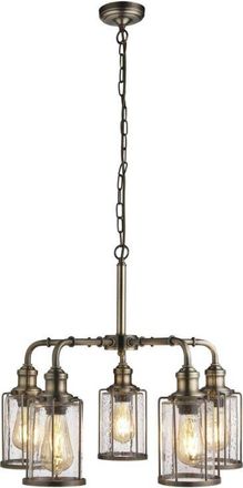 Searchlight Searchlight Pipes 5 ljushngande antik mssing, glasskrm, E27