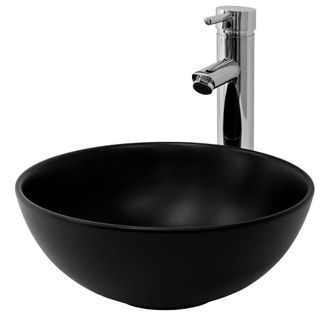 ML Design Lavabo cer&aacute;mica lavamanos com&uacute;n pila para aseo de ba&ntilde;o negro mate