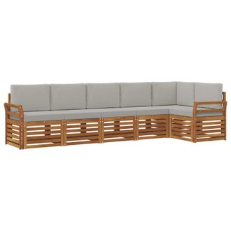 vidaXL Conjunto De Sof&aacute; Seccional Con Coj&iacute;n 6 Pcs Gris Natural Y Claro Vidaxl