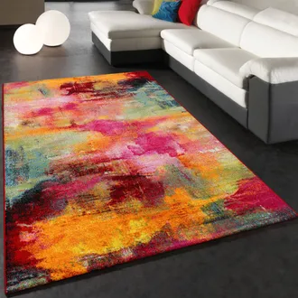 Paco Home Paco Home - Alfombra De Est&eacute;tica Lienzo Moteada Sombreada Colorida Verde Azul Rojo Amarillo 160x230 Cm