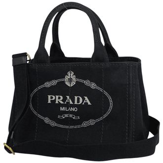 Prada Black Nero Canvas Shoulder Bag Tote Bag (Pre-Owned)