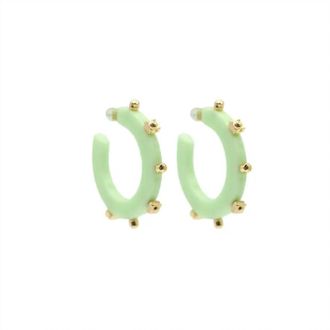 Smith & Co Womens Solid Jewel Hoop Earrings In Matcha