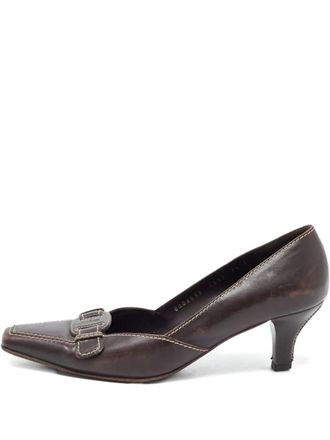 Ferragamo 65mm buckle-embellishement leather pumps - women - Leather/Leather/Leather - 38 - Brown