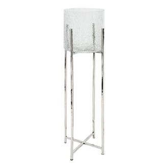 Schubiger M&ouml;bel Windlicht Glas Crackle Auf Edelstahlst&auml;nder, Silber