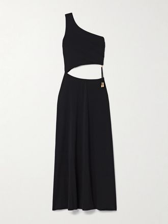Eres Abito Maxi Monospalla Cut-out In Jersey Stretch Con Decorazione Legende - Nero