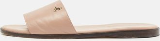Jimmy Choo London Dusty Pink Leather Minea Flat Slide Sandals