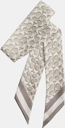 Coach Womens Signature Silk Skinny Scarf - Beige - One Size