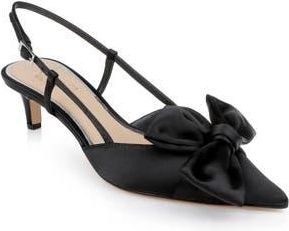 Badgley Mischka Shoshana Pointed Toe Slingback Pump in Black Satin at Nordstrom Rack, Size 6.5