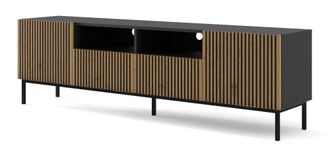 AKL FURNITURE Mueble para TV efecto madera Crema y Negro