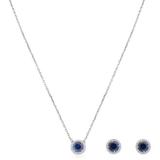 Swarovski Rhodium-Plated Constella Round Halo Set