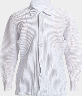 Homme Plissé Issey Miyake Mens Pleated Mesh Button-Down Shirt