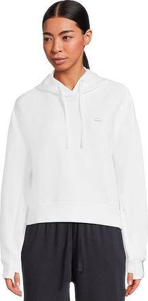 Lacoste Short Cut Cotton Hoodie Womens Sweatshirt White : 10 (EUR 42), Cotton/Elastane/Polyester