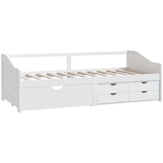 vidaXL 3-Seater Day Bed without Mattress White Solid Pinewood 90x200cm Vidaxl