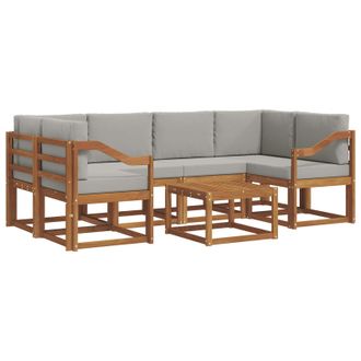 vidaXL Conjunto De Sof&aacute;s De Exterior 7 Pcs Gris Natural Y Claro Vidaxl