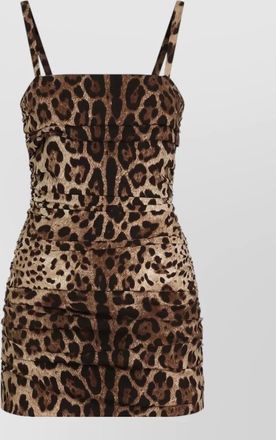 Dolce & Gabbana silk draped leo-print mini dress