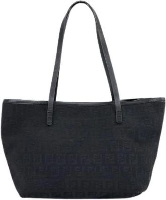 Fendi Pre-owned Tote Bags, female, Black, Size: ONE SIZE Pre-owned Canvas Tote Bag