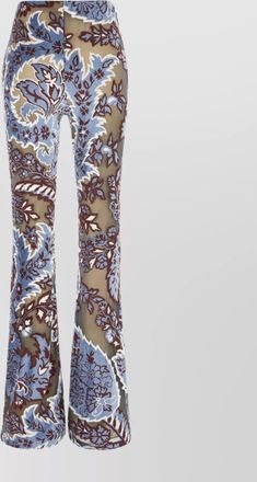 Etro floral print high waist flared leg trousers