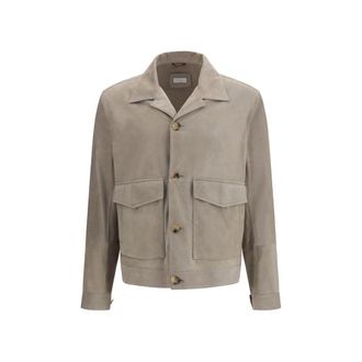 Brunello Cucinelli Bicolor Calf Leather Bos Taurus Leather Mens Jacket
