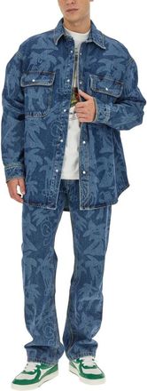 Palm Angels Oversized Cotton Jacket - Blue