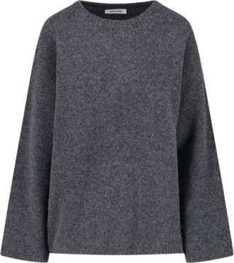 Low Classic Grey Ribbed Crewneck Wool-Blend Sweater