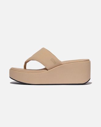 FitFlop Fitflop PlatFForms Womens Wedge Toe-Post Sandals - Beige - Size UK 6