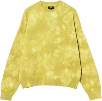 Beams Plus 5 Gauge Garment Dye Crew Neck - Heren - Ronde hals truien - Geel - M - Katoen - Truien & Vesten
