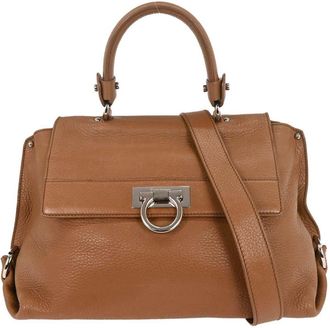 Ferragamo Sofia Satchel Leather Brown Leather Handbag (Pre-Owned)