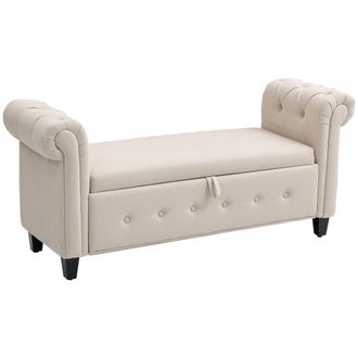 HOMCOM Banco de almacenaje 146.5x49x74.5 cm beige