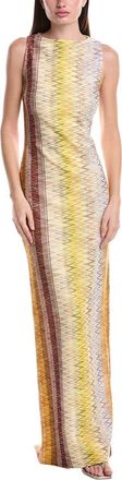 M Missoni Embroidered Zigzag Print Maxi Dress