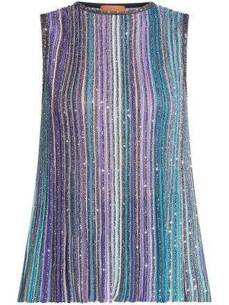 Missoni sequinned pleated top - Blue