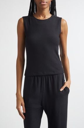 Leset Lauren Short Sleeve Crewneck Tank in Black at Nordstrom, Size X-Large