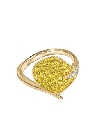 Pragnell 18kt yellow gold Wildflower Honeysuckle diamond ring