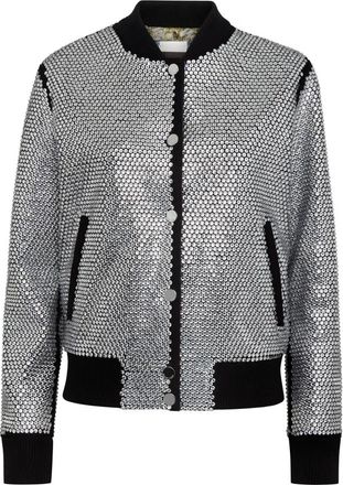 Philipp Plein Bomber met Kristallen - Dames - Bomber jackets - Grijs - XS - Leer - Jassen