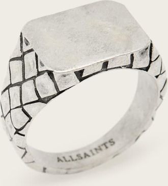 AllSaints Mens Brass Carter Textured Signet Ring, Size: M
