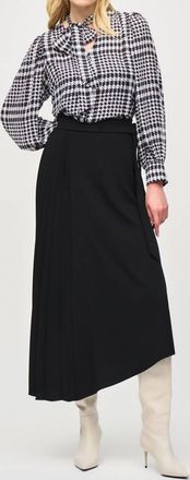 Joseph Ribkoff Pleated Asymmetric Maxi Skirt In Black