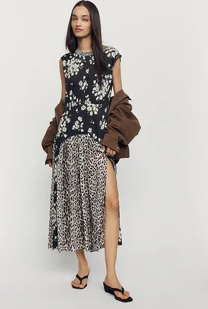 Rixo Coralie Mixed Print Midi Dress