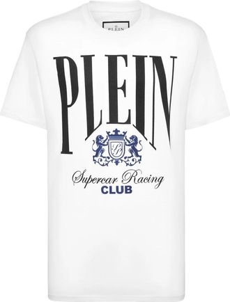Philipp Plein Jersey T-shirt Round Neck SS Cars Racing - Heren - T-shirts - Wit - 4XL - Katoen - Tops