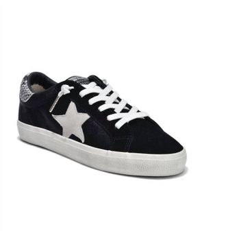 Vintage Havana Womens Suede Star Lace-Up Sneaker In Black