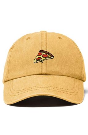 Dalix Pizza Slice Embroidered Dad Hat in Washed Gold at Nordstrom