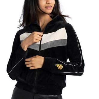 Lusso Womens Lusso Black Phoenix Suns Nixie Colorblock Chevron Raglan Full-Zip Track Jacket at Nordstrom, Size X-Large