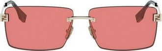 Fendi Sky Rimless Rectangular Sunglasses in Gold /Bordeaux at Nordstrom