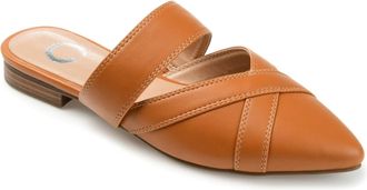 Journee Collection Womens Journee Collection Stasi Flat Brown Leather Pointed Toe Mule GAL1632