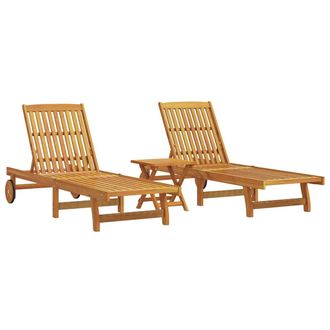 vidaXL Vidaxl - Tumbonas Con Mesa 2 Unidades Madera Maciza De Acacia