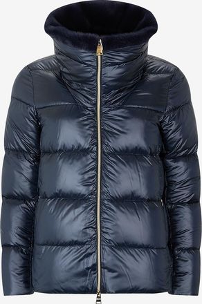 Herno Kurze gesteppte Daunenjacke mit Fellkragen