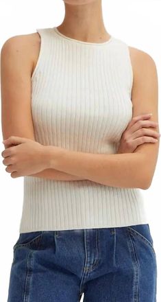 Crescent Renae Lurex Ribbed Tank Top In Pearl