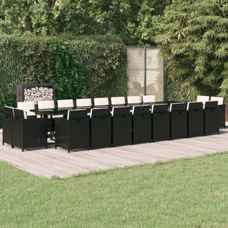 vidaXL Set De Comedor Jard&iacute;n 21 Pzas Con Cojines Rat&aacute;n Sint&eacute;tico Negro Vidaxl