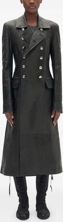 Ann Demeulemeester Adelita double-breasted trench coat - women - Lamb Skin - 38 - Black